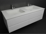 Plan double vasque bassin Design 60 cm, sur mesure, L. 150 à 200 cm x P. 40 à 60 cm, résine minérale ACRYSTONE® SOLID-SURFACE Finition lisse, Livraison Offerte et Rapide.